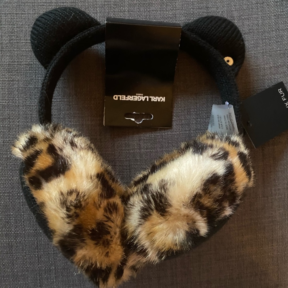 NWT Karl Lagerfeld leopard cat earmuffs